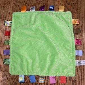 1 Taggies Brand Solid Green & Blue polka dots reversible Security Blanket Baby